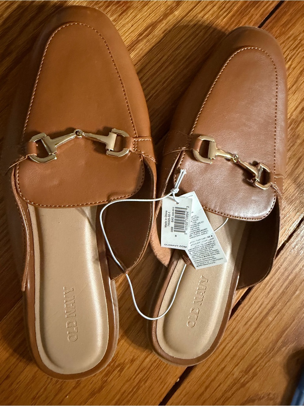 Old Navy Women’s Tan Leather Horsebit Loafer Mules